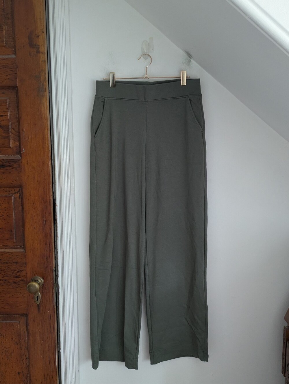 AYR Women's Deep Moss The High Hopes Pima Cotton Pull On Pants Size M Reg